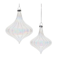 Clear Iridescent Glass Onion Ornament Set of 6