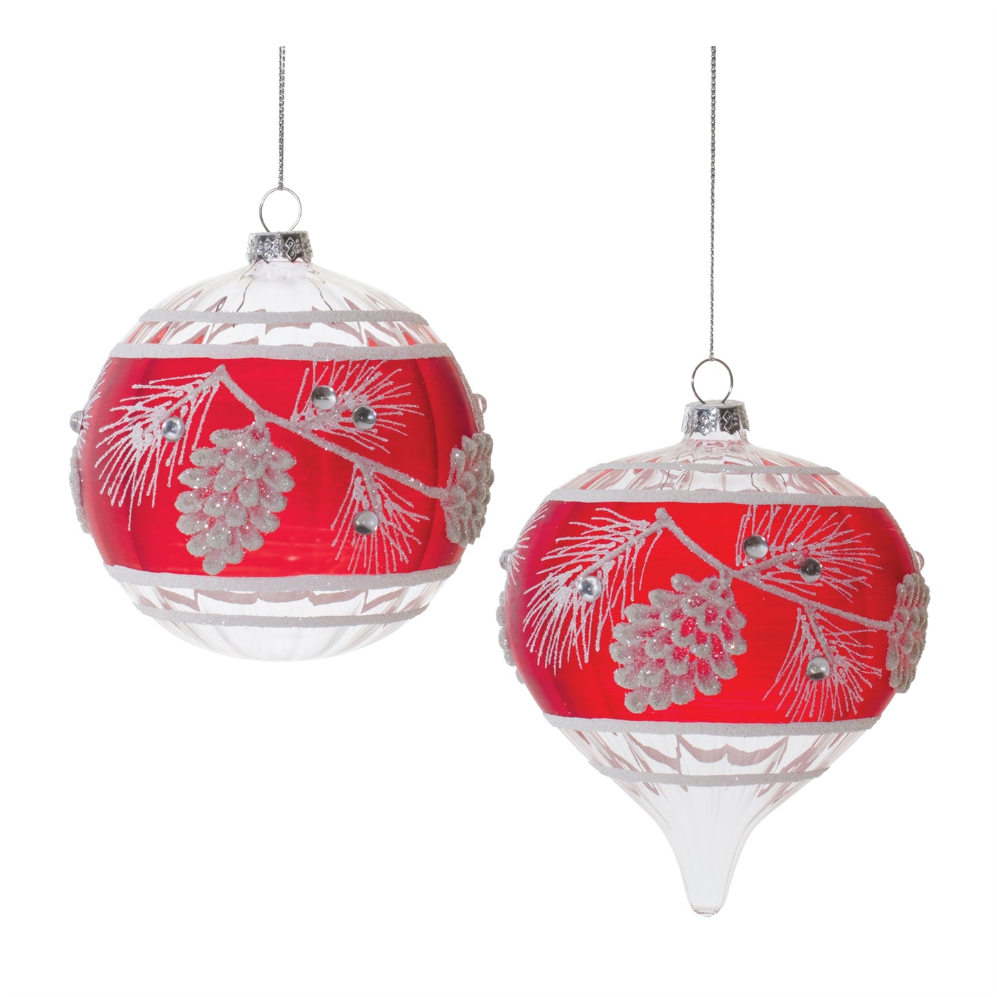 Glittered Glass Pinecone Ornament Set of 6