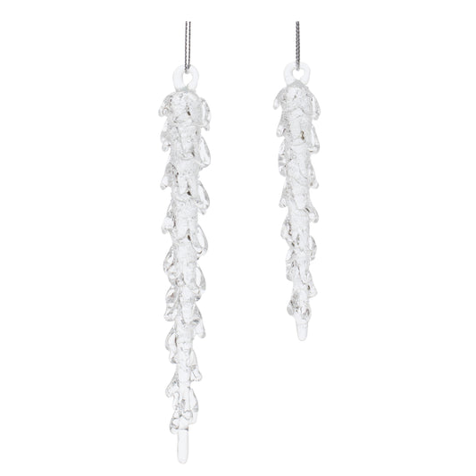 Dripping Glass Icicle Drop Ornament Set of 12