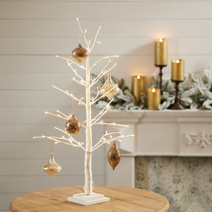 White Glittered LED Twig Tree 36"H