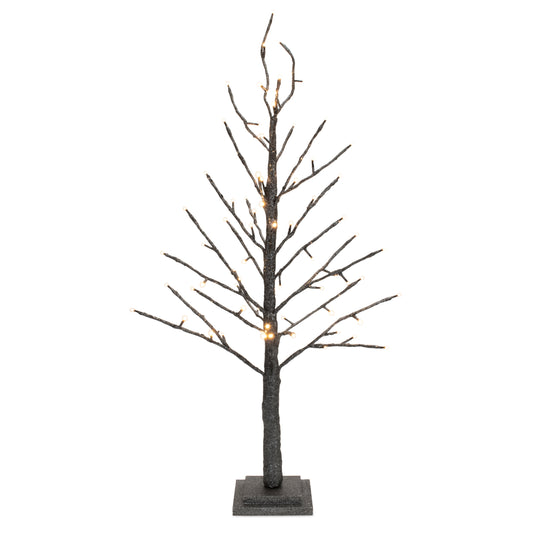 Black Glittered LED Twig Tree 36"H