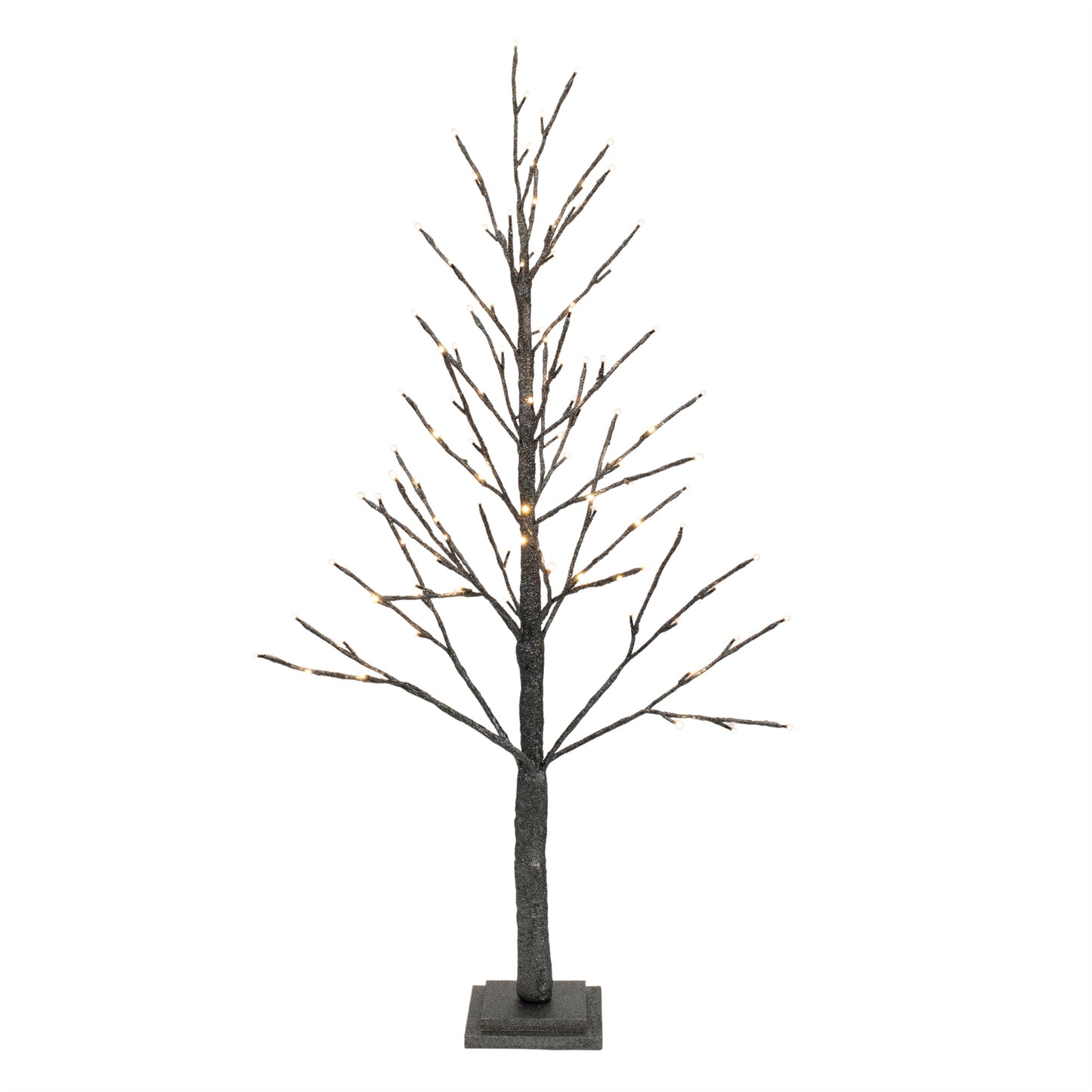 Black Glittered LED Twig Tree 48"H