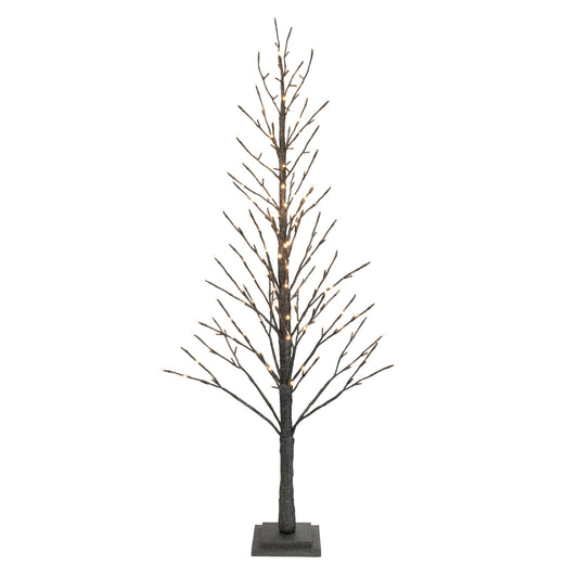 Black Glittered LED Twig Tree 60"H