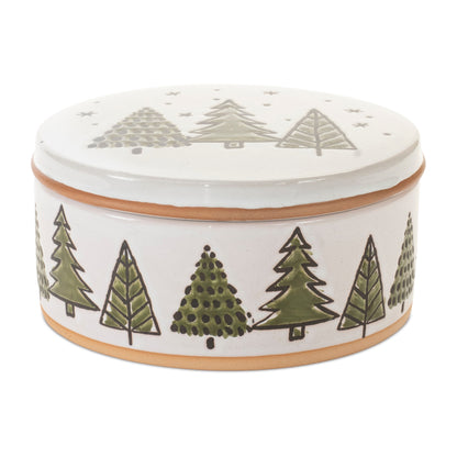 Ceramic Pine Tree Canister with Lid