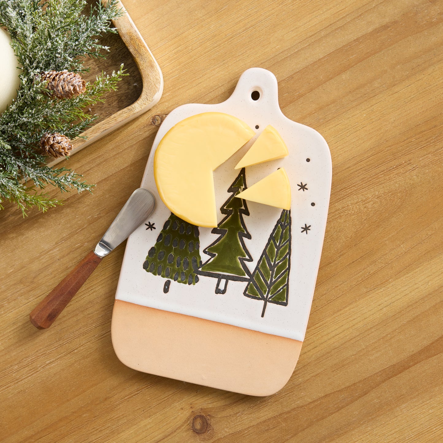 Ceramic Pine Tree Cutting Board Tray Set Of 4