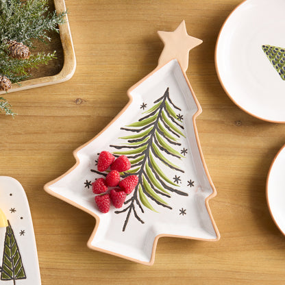 Ceramic Christmas Tree Tray Set Of 4