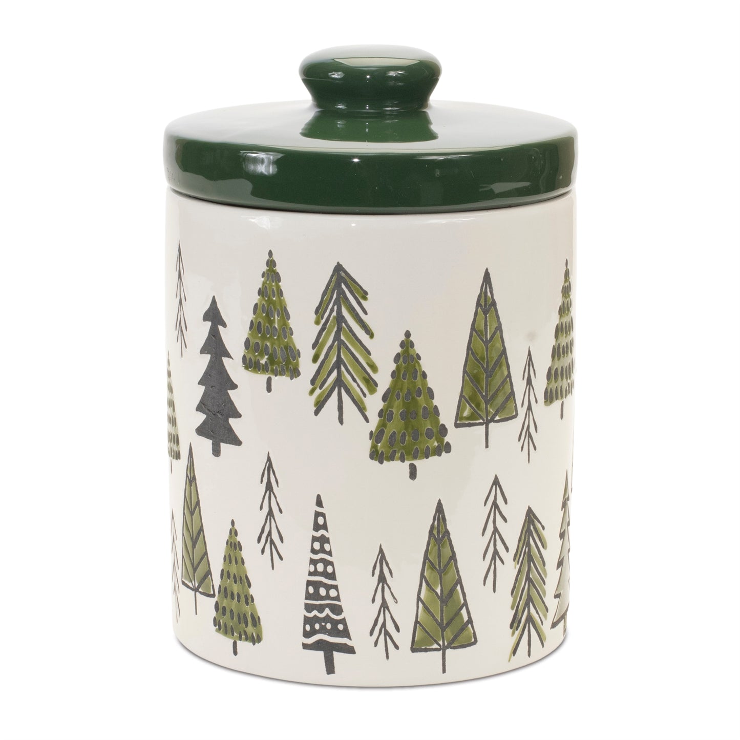 Ceramic Pine Tree Canister With Lid