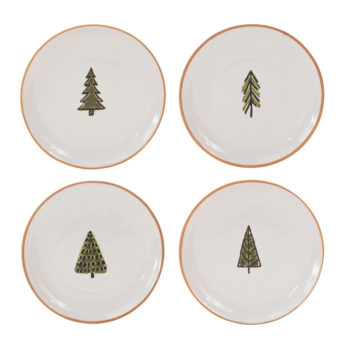 Ceramic Pine Tree Plates Set Of 4