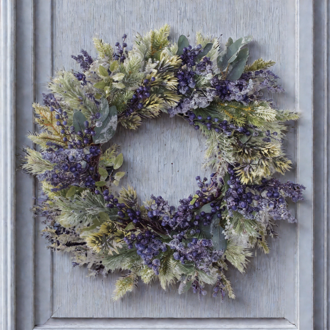 Frosted Blueberry Pine Wreath 24"D