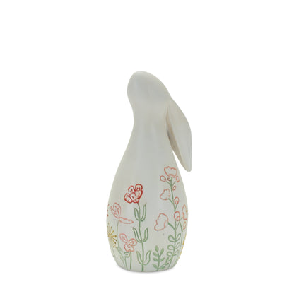 Pair Of Floral Rabbit Figurines