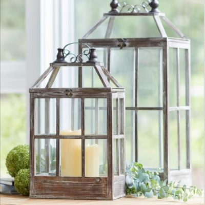 Large Wooden Lantern With Classic Touch Set of 2