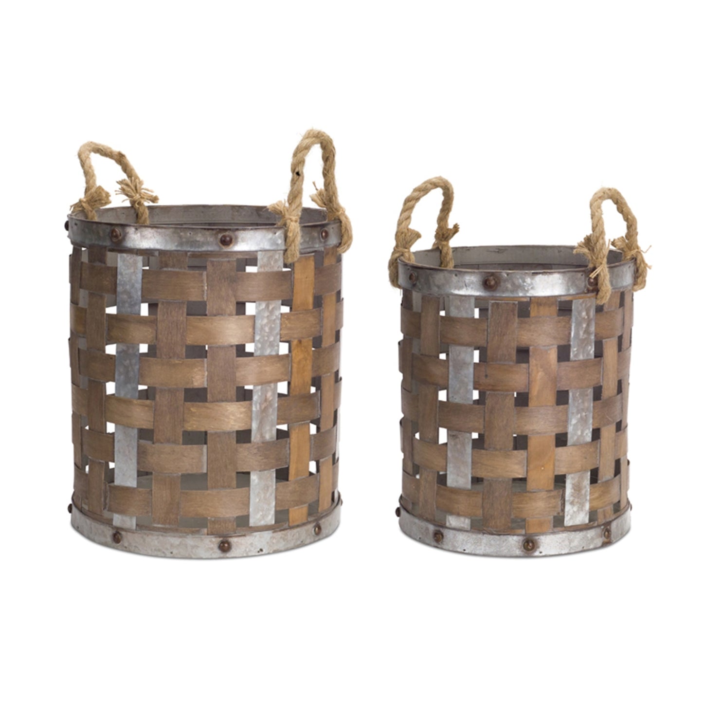 Baskets With Rope Handles Set Of 2