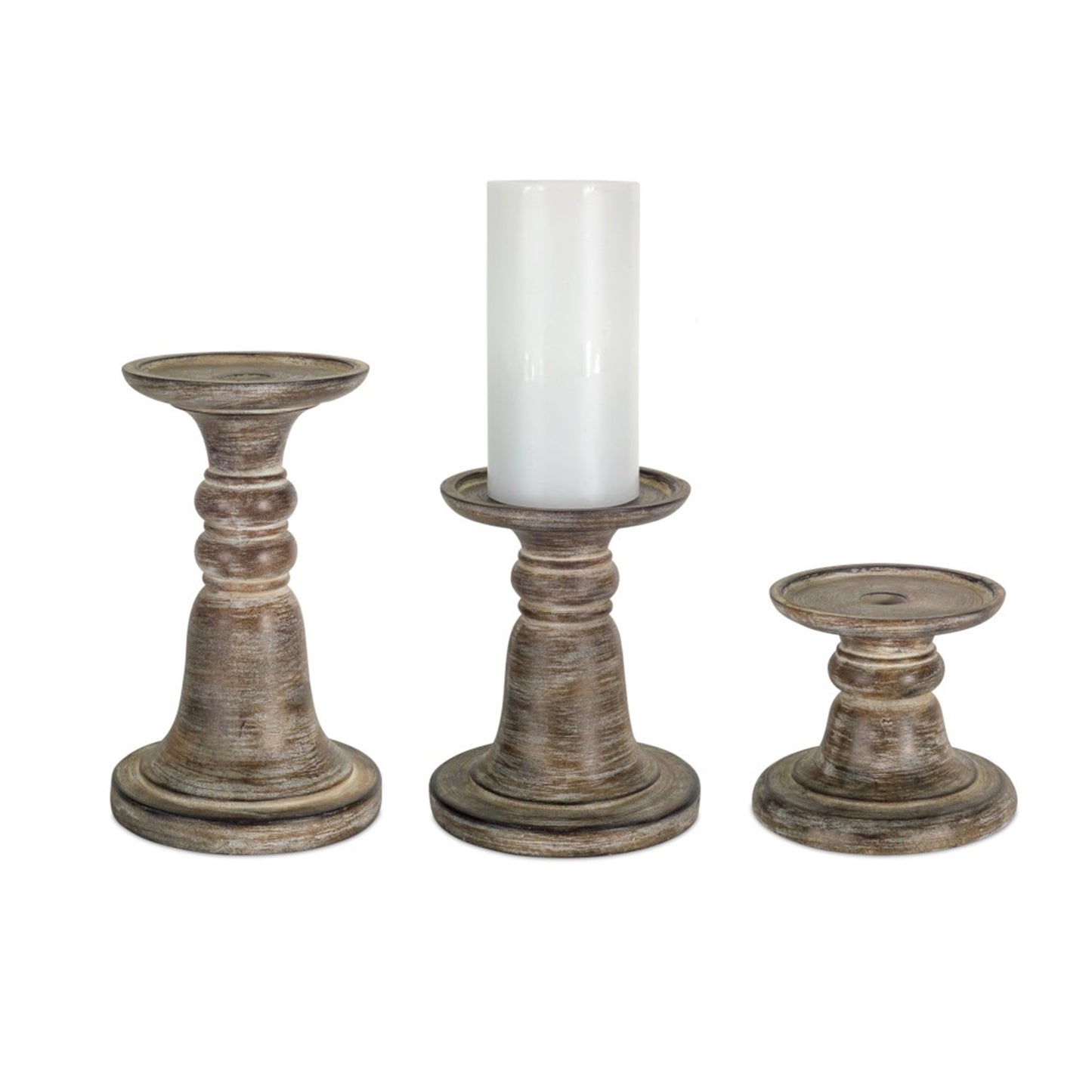 Three Rustic Candle Holders 5", 7", 9.25"