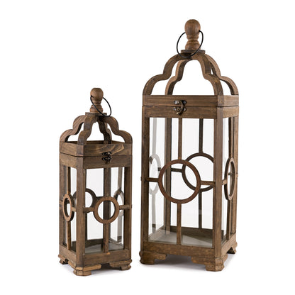 Dark Wood Lantern Set