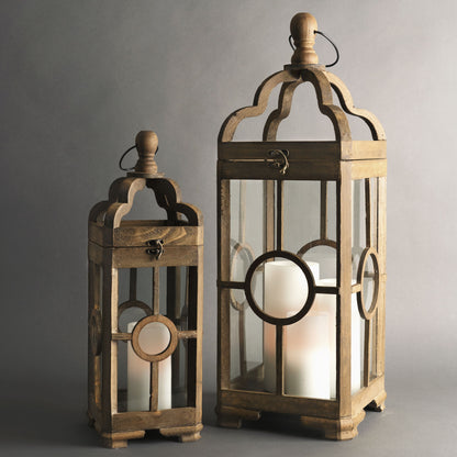 Dark Wood Lantern Set