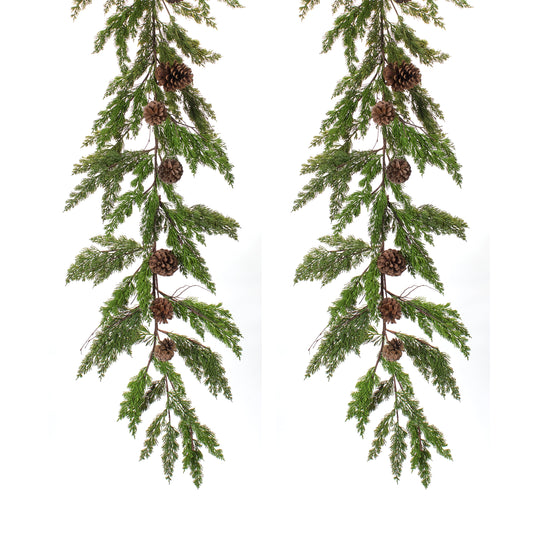 Pine and Cone Garland Set Of 2 6'L