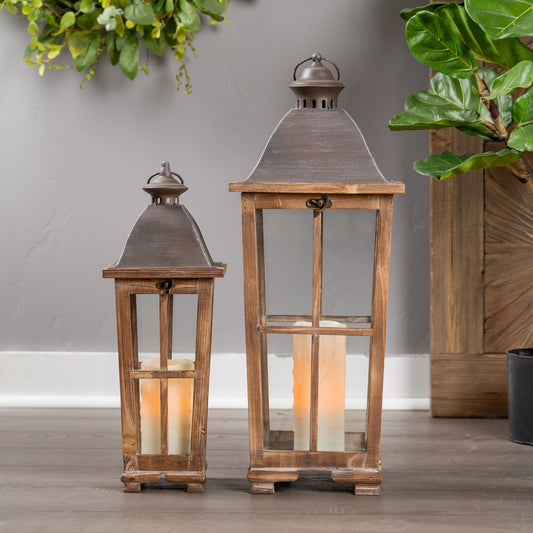 Wooden Lantern Set