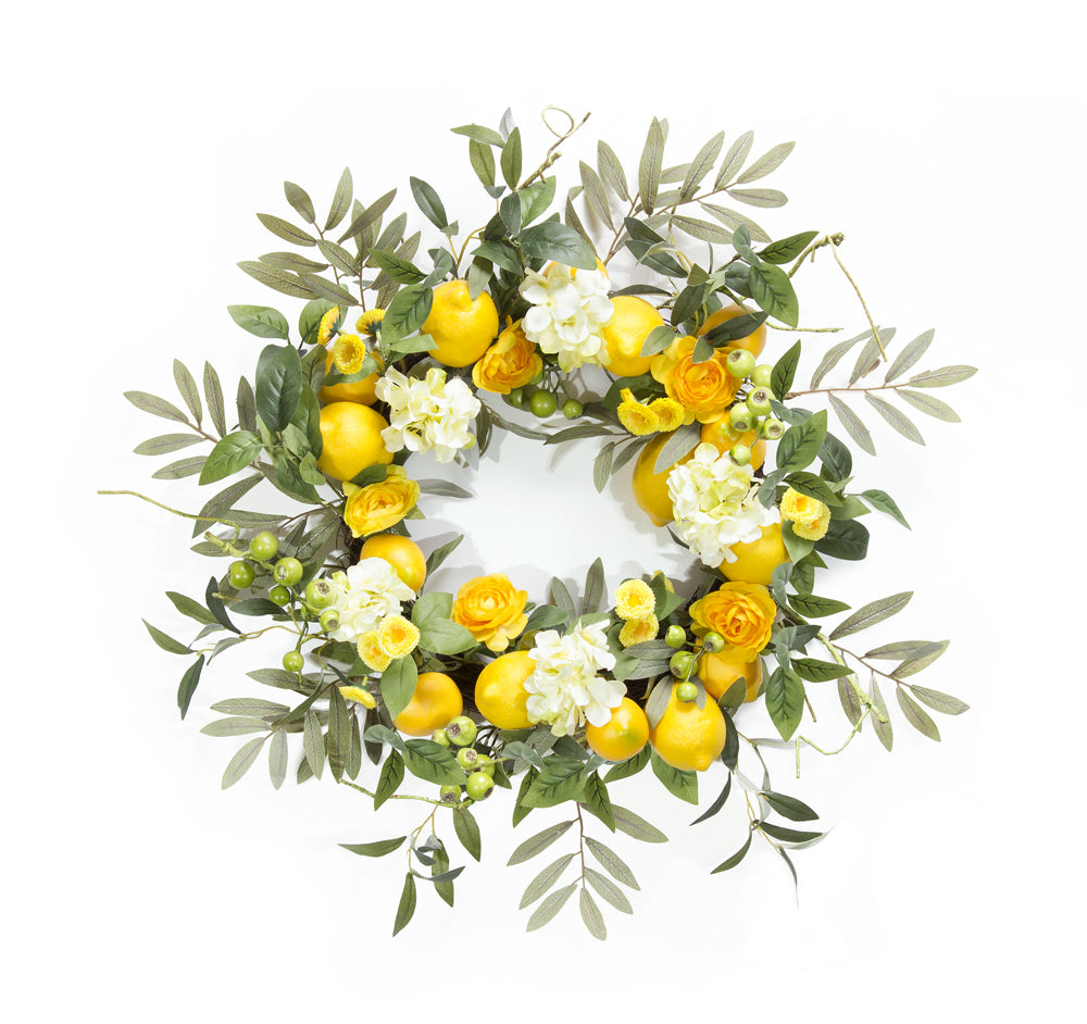 Lemon and Floral Wreath 22"