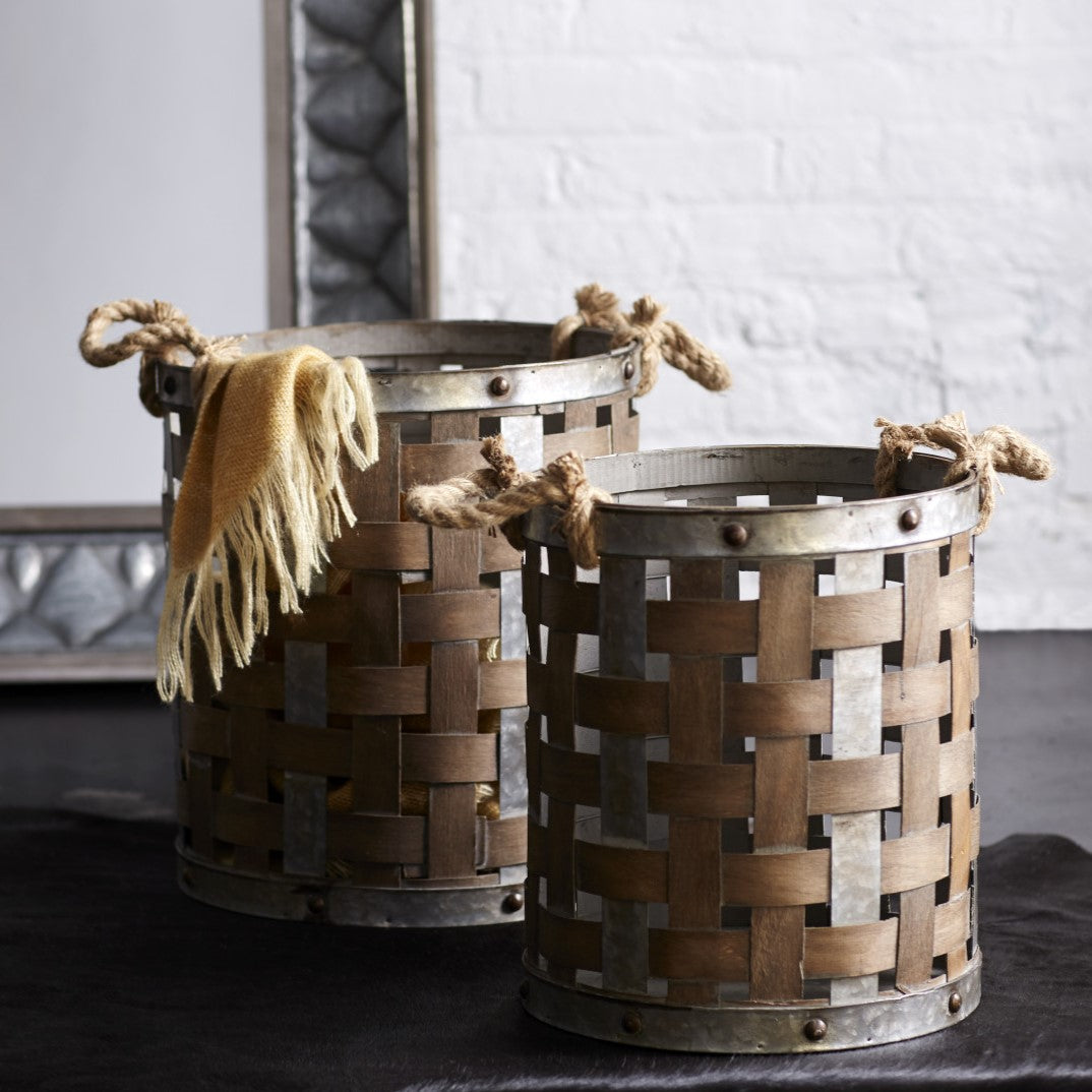 Baskets With Rope Handles Set Of 2