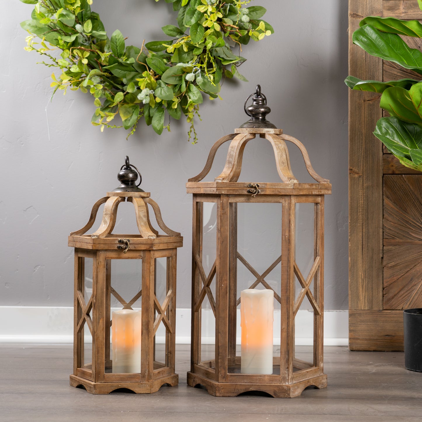 Wooden Lantern Set of 2
