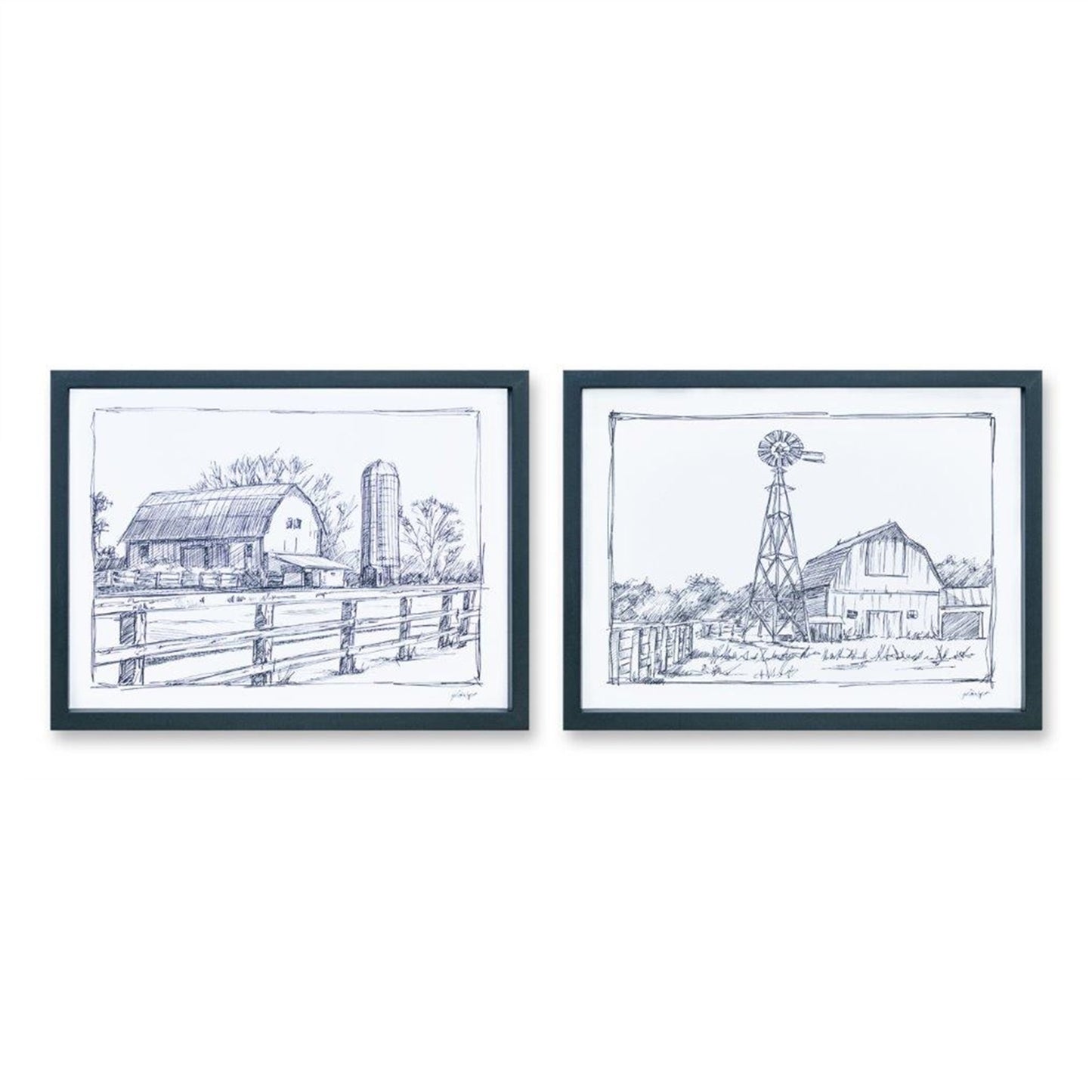 Framed Barn Prints Set Of 2