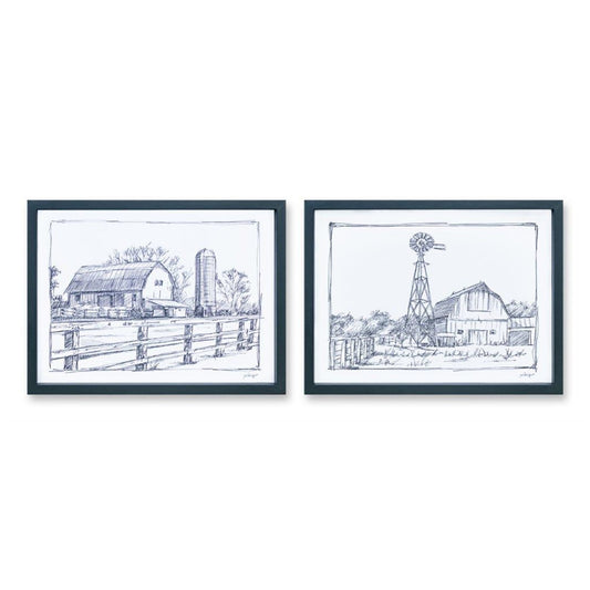 Framed Barn Prints Set Of 2