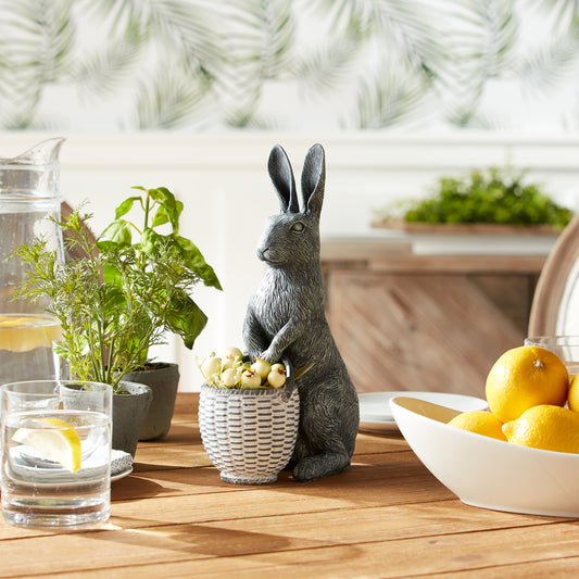 Rabbit With Basket Figurine