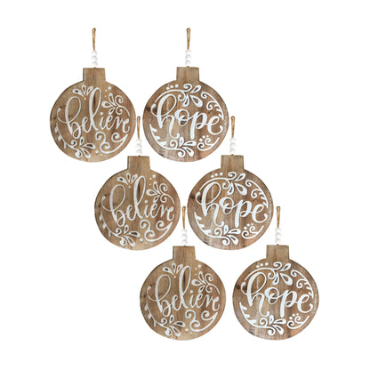 Wooden Ornament Set Of 6