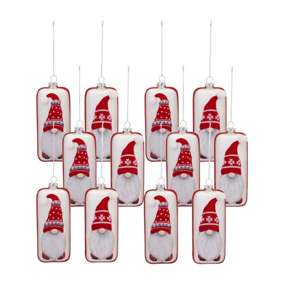 Red And White Gnome Ornament Set Of 12