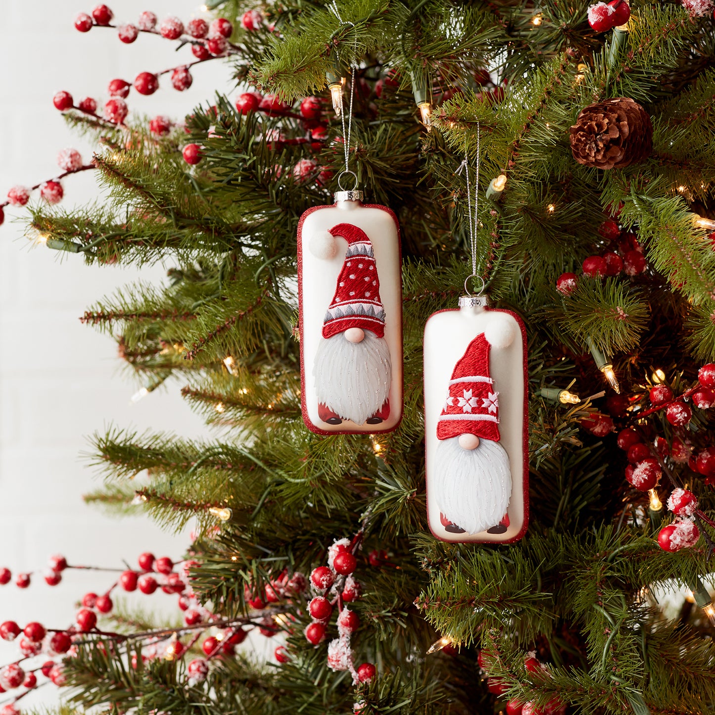 Red And White Gnome Ornament Set Of 12