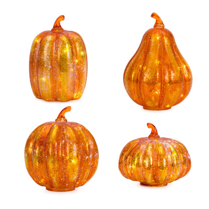 LED Glass Pumpkin Set Of 4