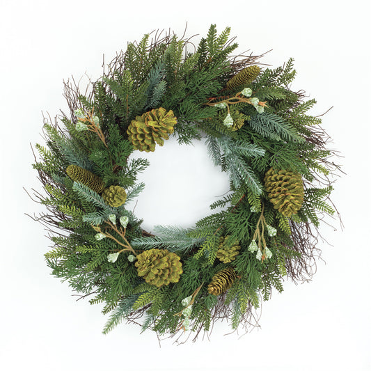 Mixed Pine Wreath 23"D