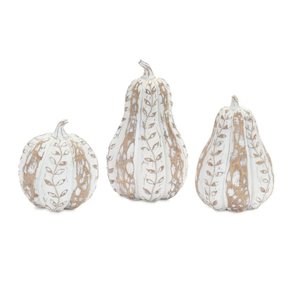 Washed White Pumpkin Set Of 3