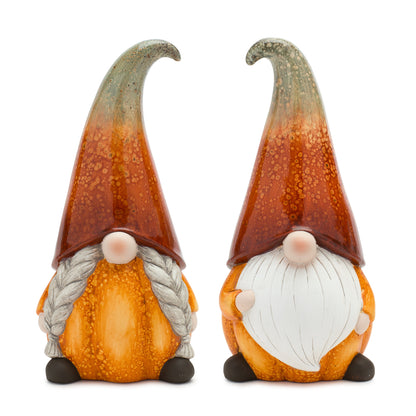 Terra Cotta Pumpkin Gnomes Set Of 2