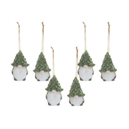Gnome With Tree Hat Ornament Set Of 6