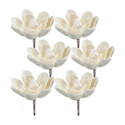 White Magnolia Stem Set Of 6