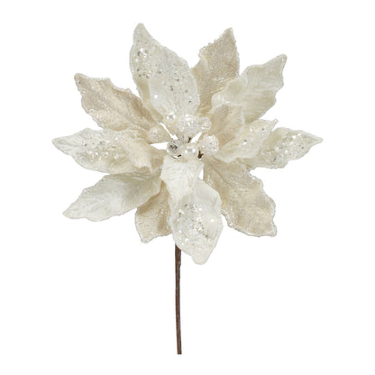 White Poinsettia Stem set of 6