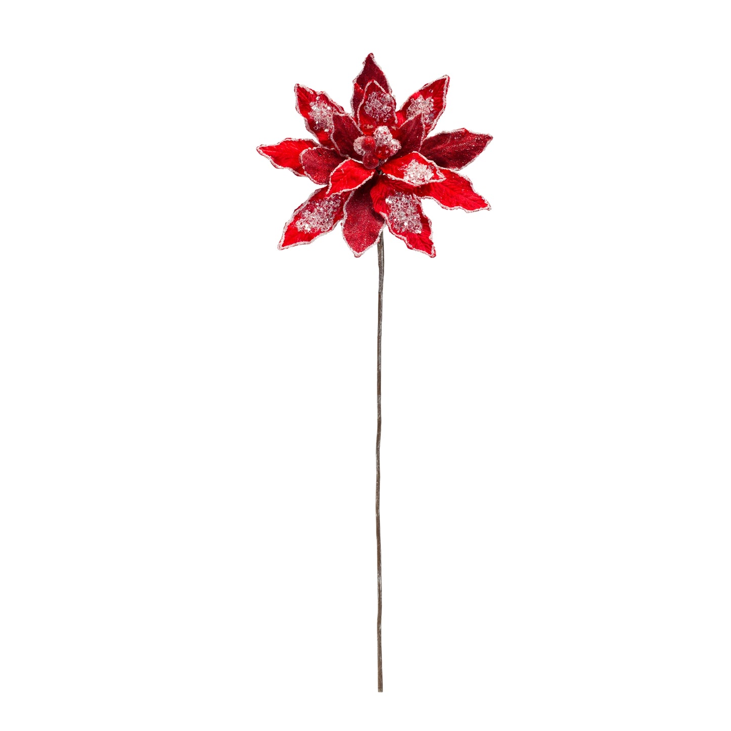 Red Poinsettia Stem Set Of 6