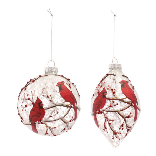 Glass Cardinal Ornament Set Of 6