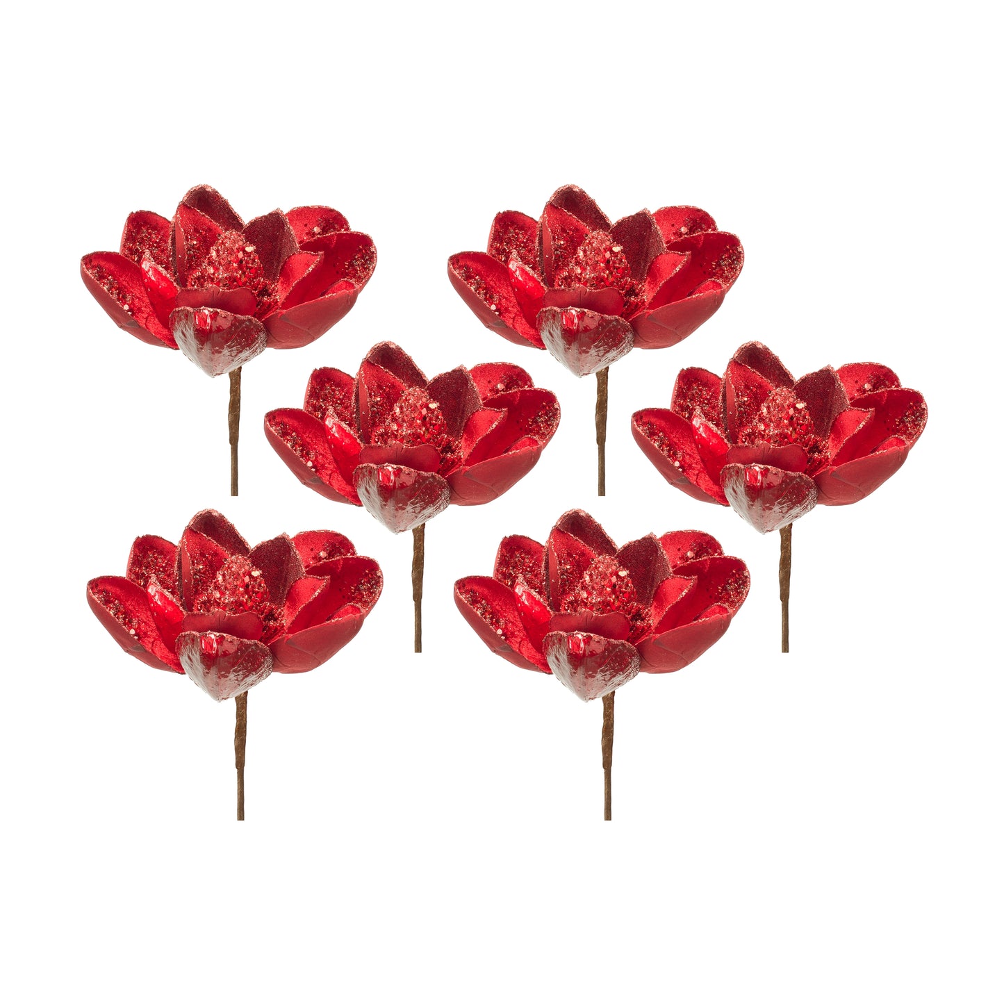 Red Magnolia Stem Set Of 6