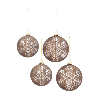 Ball Ornaments With Snowflake Set Of 4