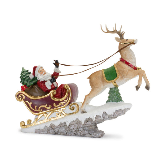 Santa In Sleigh with Deer figure