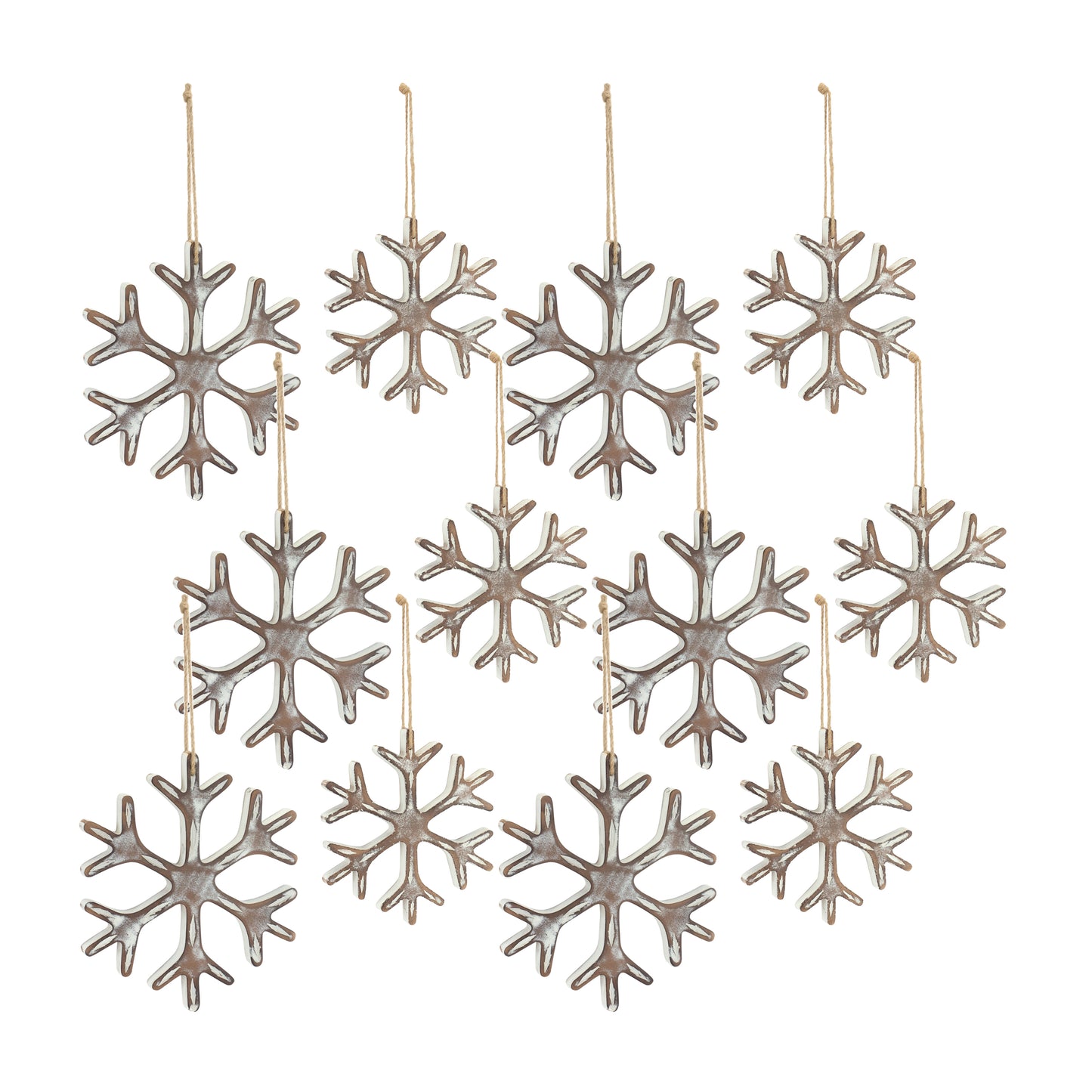 Rustic Snowflake Ornament Set Of 12