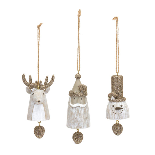 Santa Snowman and Deer Ornament Set Of 6
