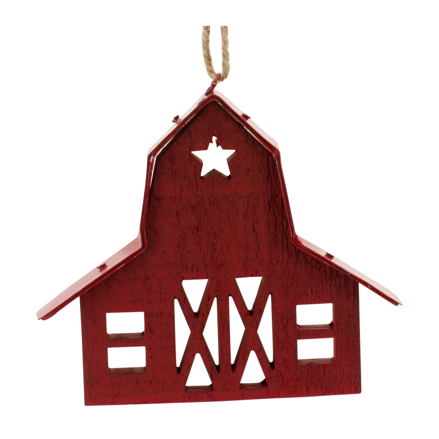 Wooden Barn Ornament Set Of 24