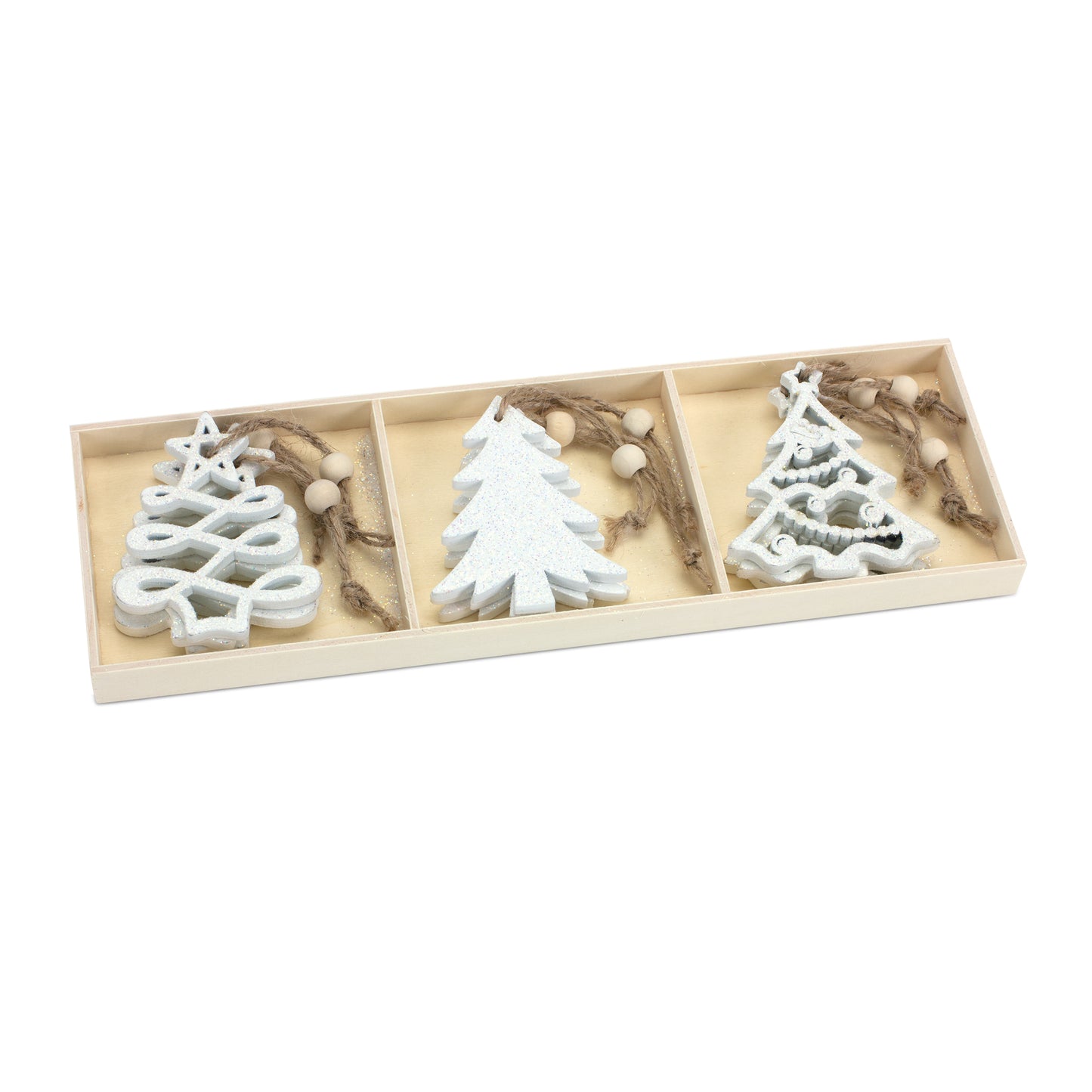 Wooden Tree Ornament Set Of 9