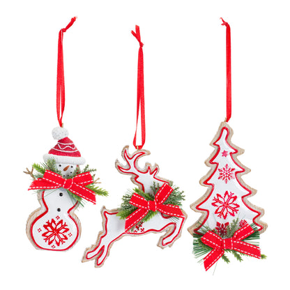 Snowman Tree And Deer Ornament Set Of 6