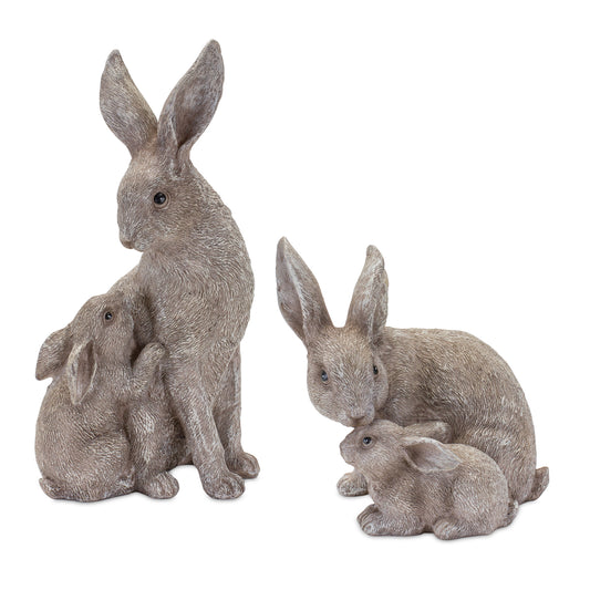 Pair Of Rabbit with Bunny Figurines