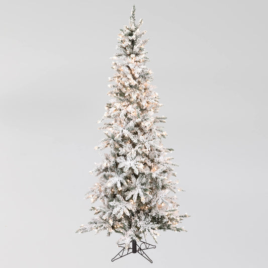 Flocked and Lighted Pencil Tree 7'6"H